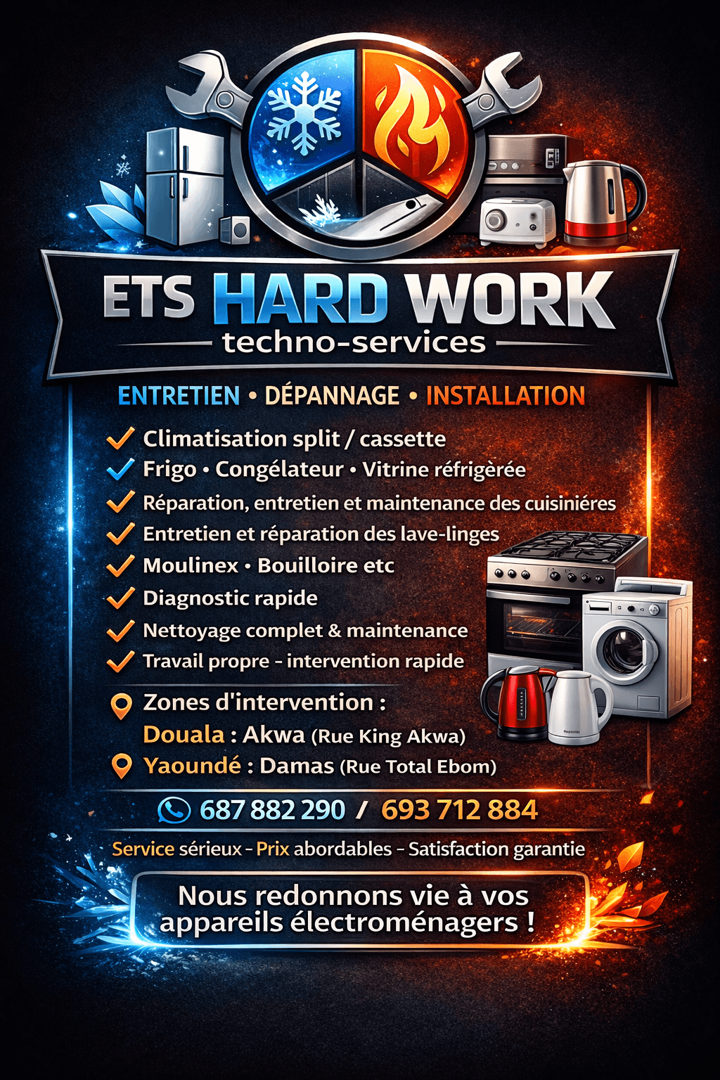 Froid, climatisation et maintenance des appareils électroménagers